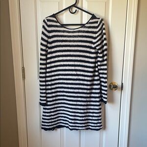 Free People Black & Ivory Striped Open-Knit Top